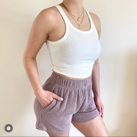 High-waisted Ribbed Shorts - Picture 2 of 3